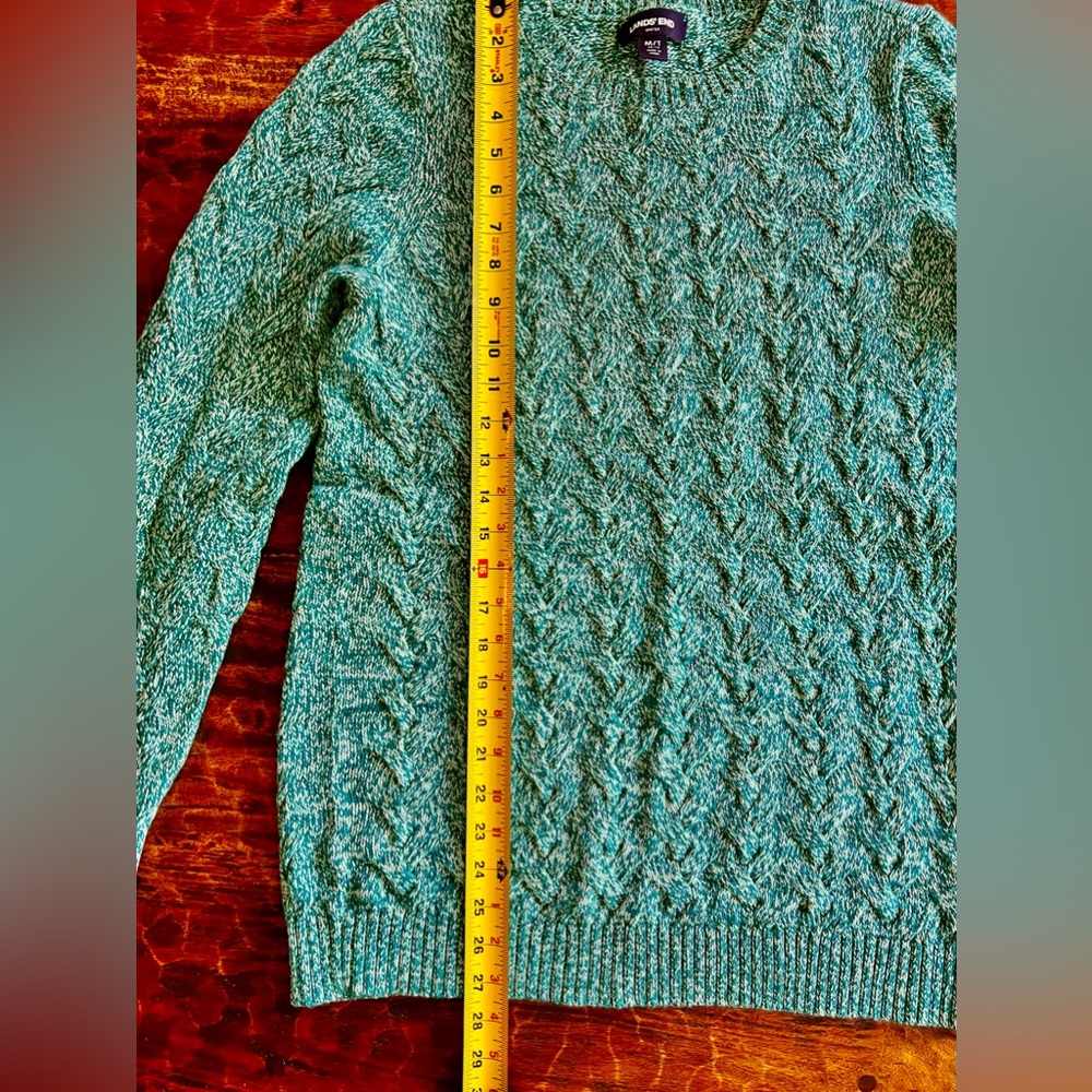 🆓📦 Teal Cable Knit LandsEnd Sweater - Picture 4 of 5